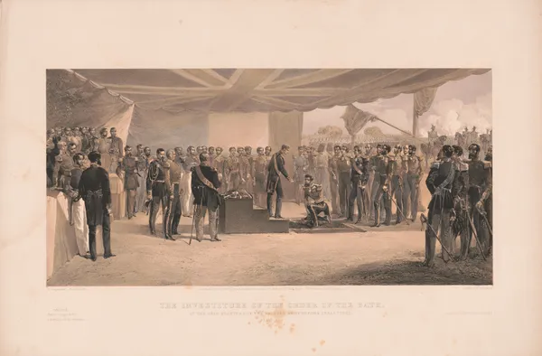 The investiture of the Order of the Bath. At the head quarters of the British army before Sebastopol av William Simpson