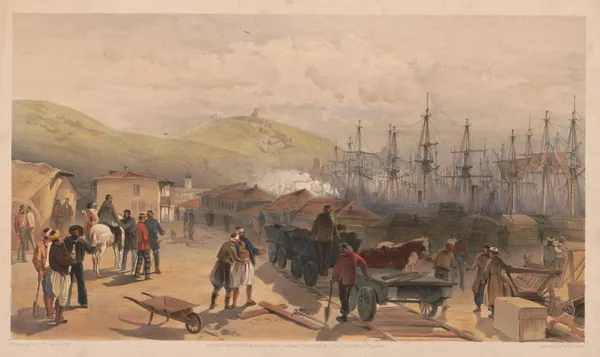 The railway at Balaklava, looking south av William Simpson