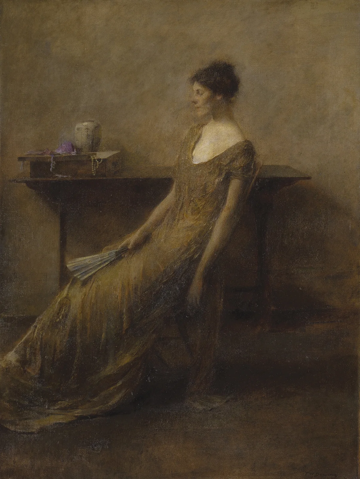 Lady in Gold av Thomas Wilmer Dewing