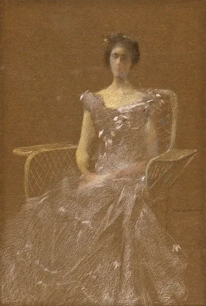 Lady in Rattan Armchair av Thomas Wilmer Dewing