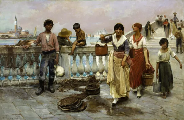 Water Carriers, Venice av Thomas Wilmer Dewing