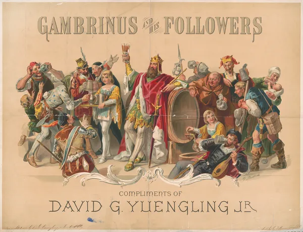 Gambrinus and his followers, compliments of David G. Yuengling, Jr. av Wittemann Bros.