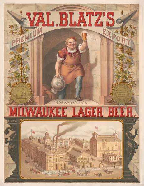 Val. Blatz’s premium export, Milwaukee lager beer av Wittemann Bros.