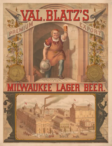 Val. Blatz’s premium export, Milwaukee lager beer av Wittemann Bros.