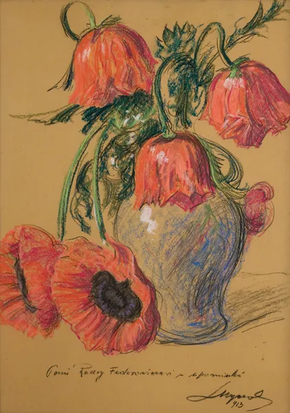 Poppies in a vase av Leon Wyczółkowski