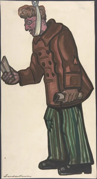 Man with a bandaged jaw av Sergey Yurievich Sudeikin